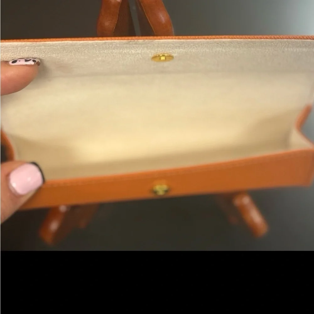TORY BURCH Authentic Orange Small Hard Eye Glasses Case